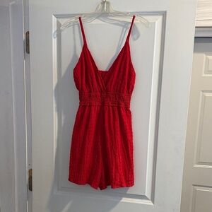 SHEIN Red Sleeveless Romper